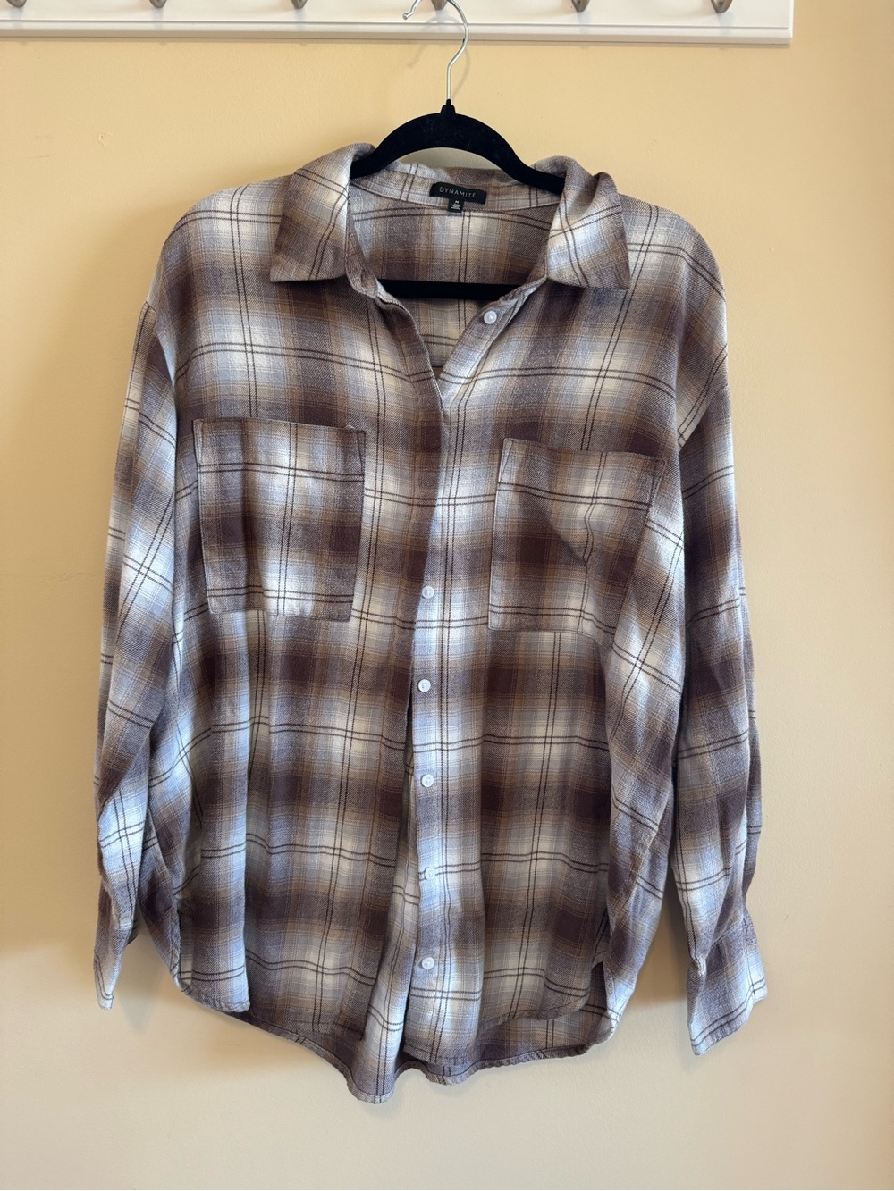 Dynamite Brown Plaid Button-Down Shirt